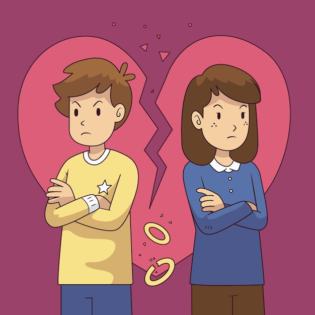 Free vector divorce concept with upset couple