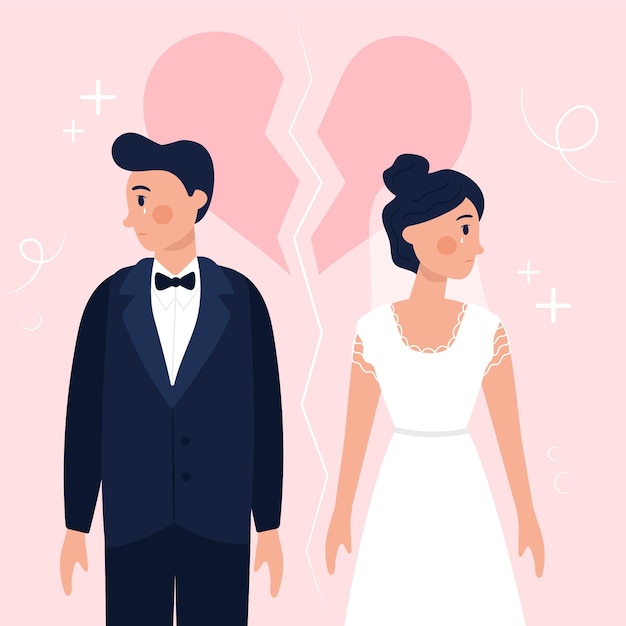 Free vector divorce illustration concept