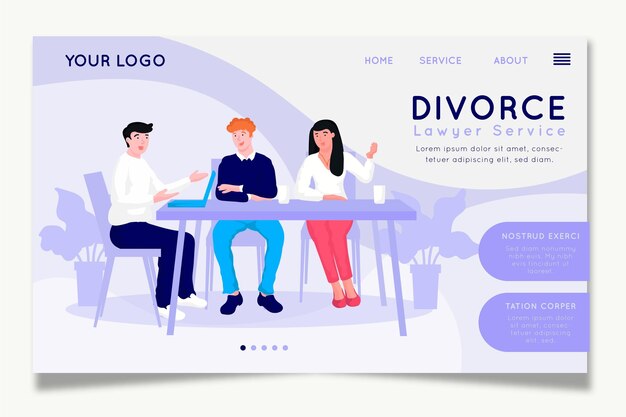 Divorce lawyer service landing page design