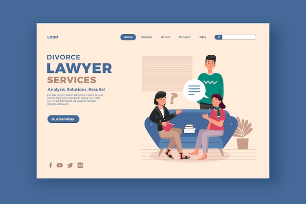 Free vector divorce lawyer service landing page