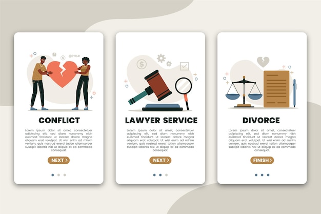 Divorce mediation - onboarding screens