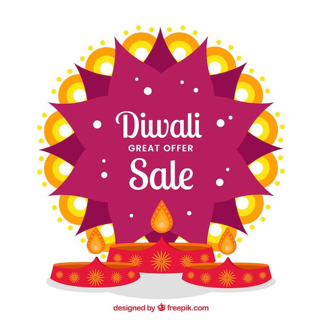 Diwali background in flat design sales