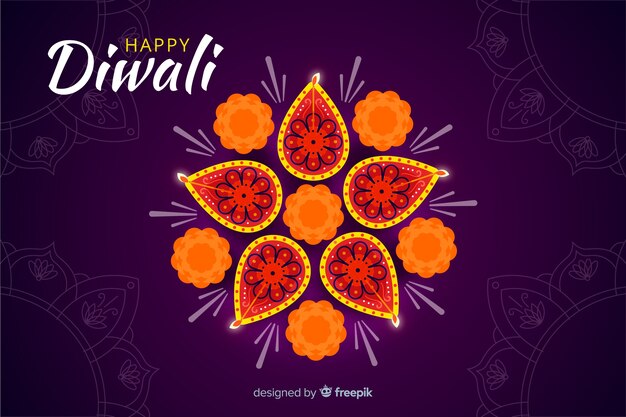 Free vector diwali background in flat design