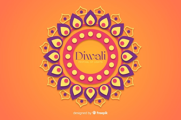 Free vector diwali background in paper style