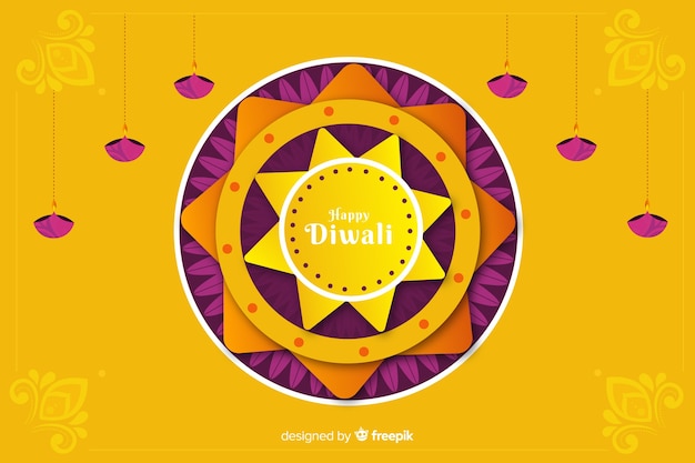 Vettore gratuito diwali sfondo in stile carta