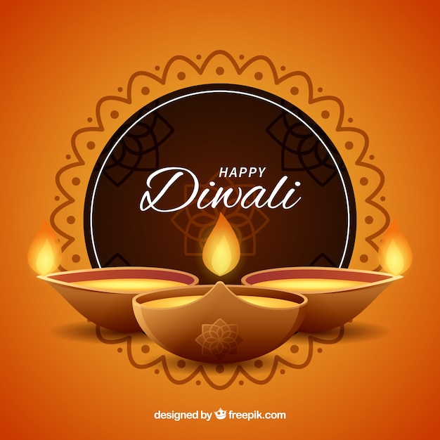 Free vector diwali background with candles