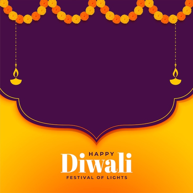 Free Vector | Diwali background with flowers decoration and text space