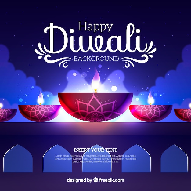 Free vector diwali background with light effects