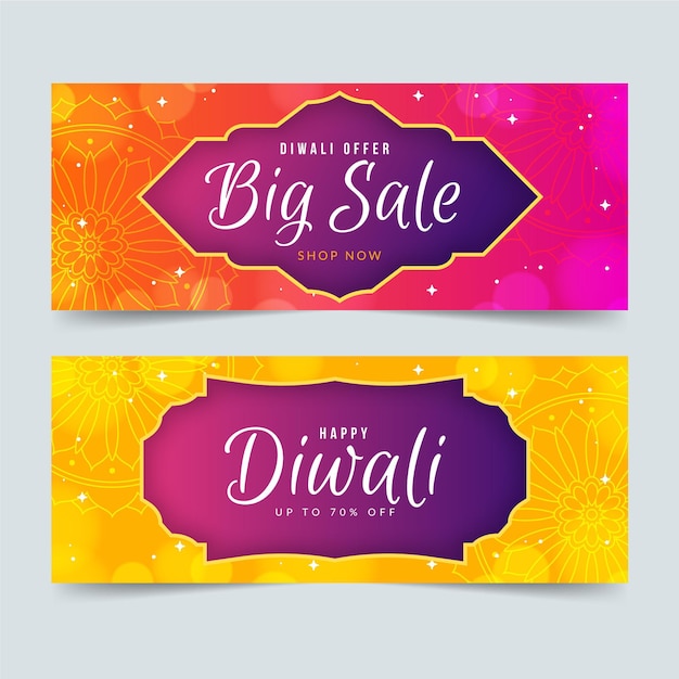 Free vector diwali banners concept