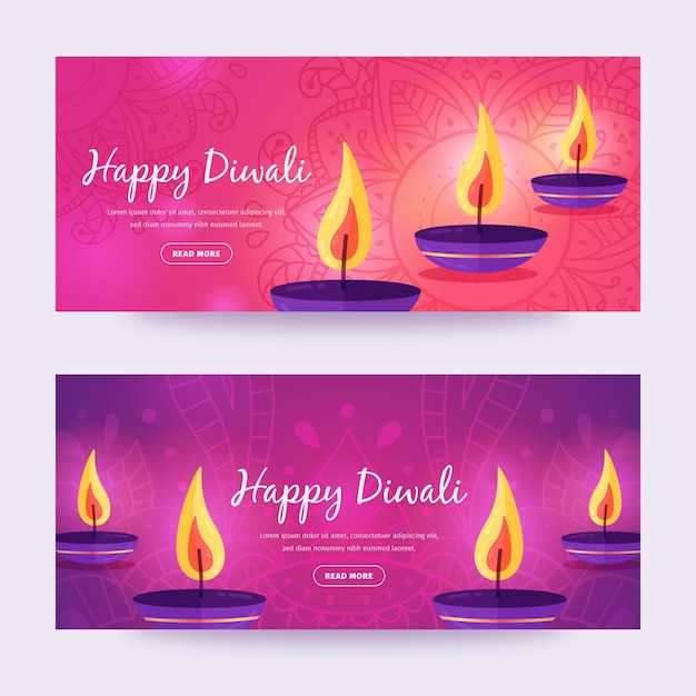 Diwali banners template design with candles