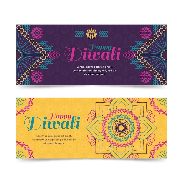 Free vector diwali banners template