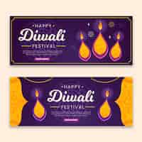 Free vector diwali banners with flame