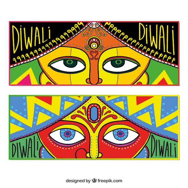 diwali banners with hand drawn looks