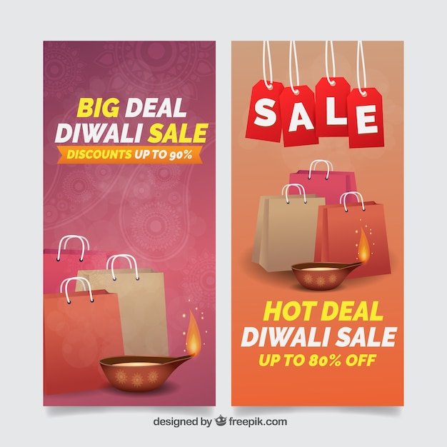 Diwali banners with sale bags 