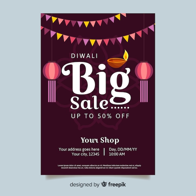 Diwali big sale poster template