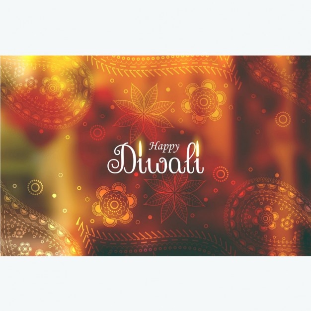 Free vector diwali blurred background with floral details