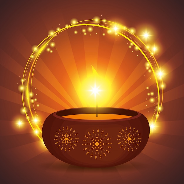 Free vector diwali candle