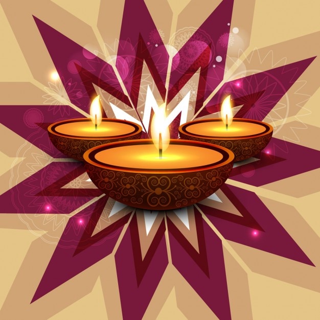 Free vector diwali candles on an amazing background