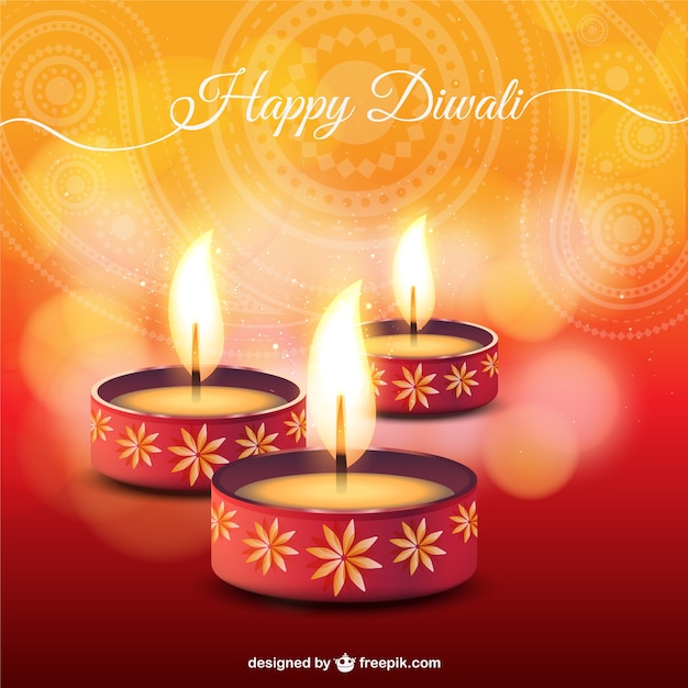 Vettore gratuito diwali carta con candele