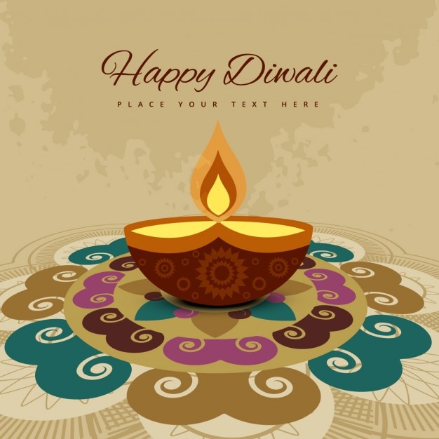 Diwali card with colorful ornaments