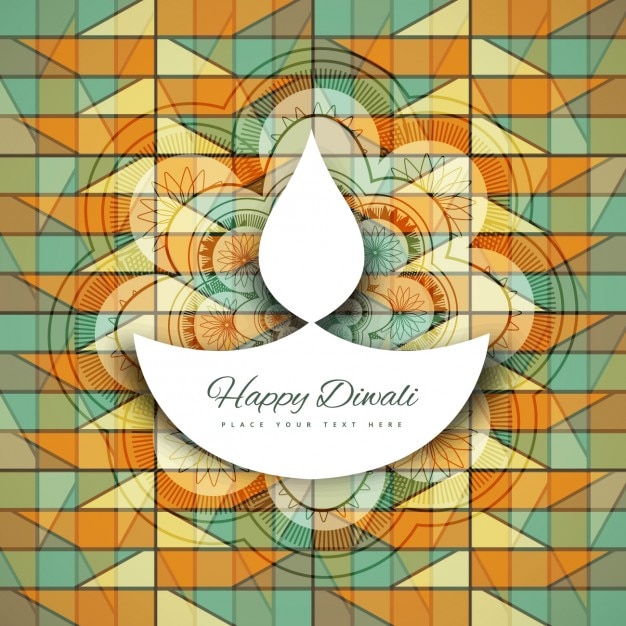 Free vector diwali card with geometrical pattern