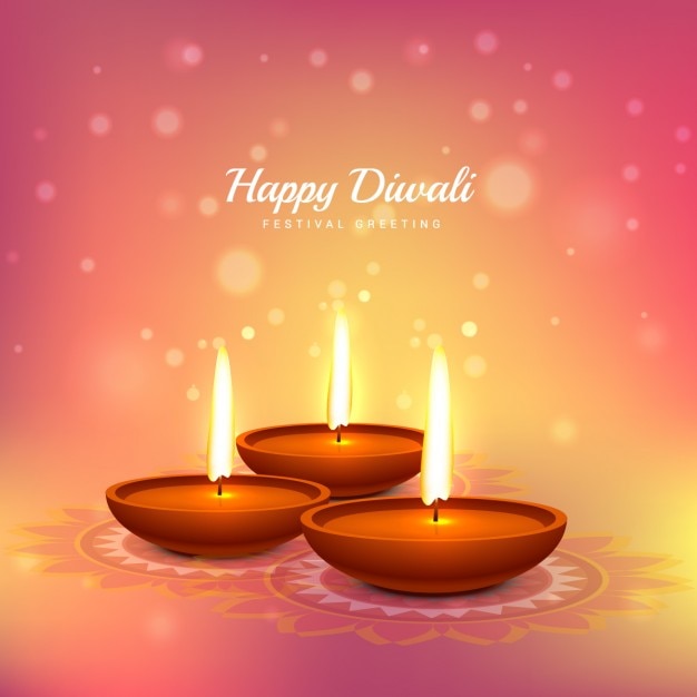 Diwali card with pink background