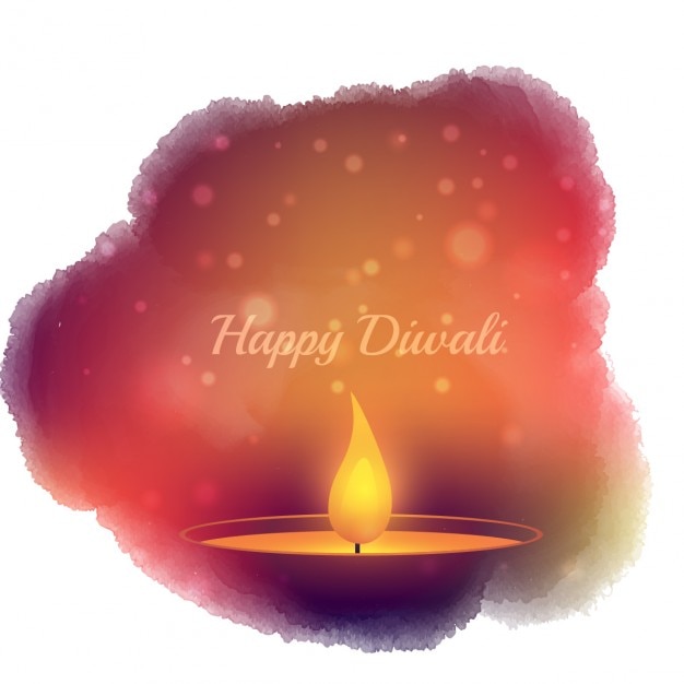 Diwali card with watercolor stain