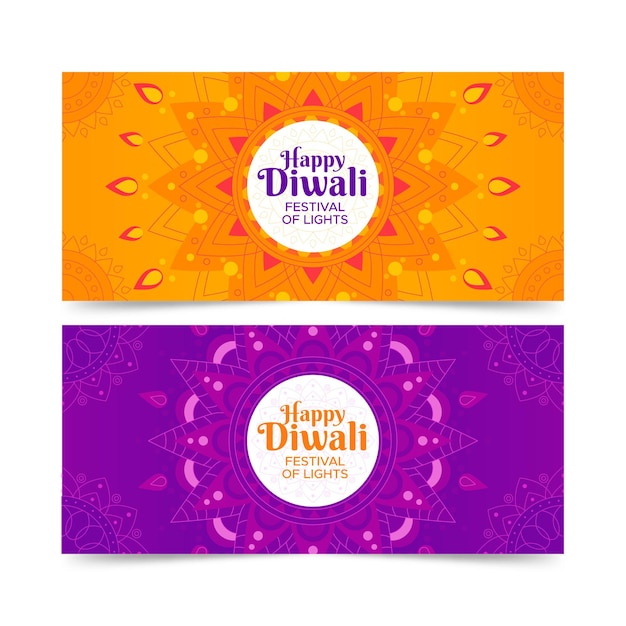 Free vector diwali concept banners