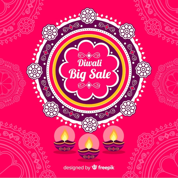 Concetto di diwali con sfondo design piatto