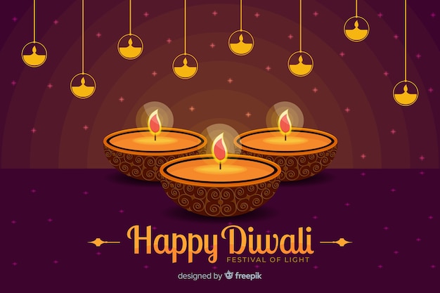 Free vector diwali concept with flat design background