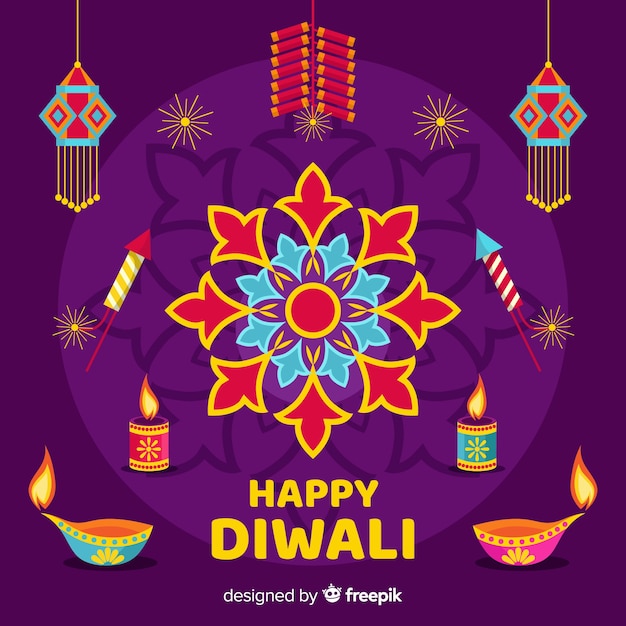 Diwali concept with flat design background