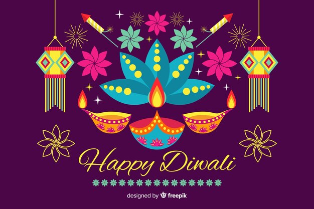 Diwali concept with flat design background