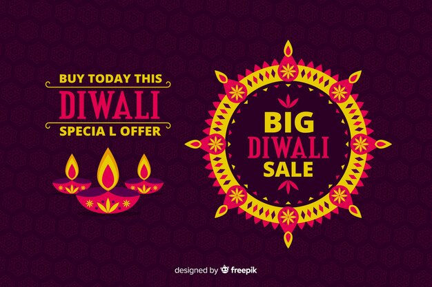 Diwali concept with flat design background