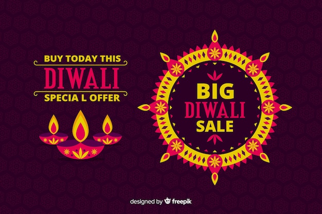 Diwali concept with flat design background