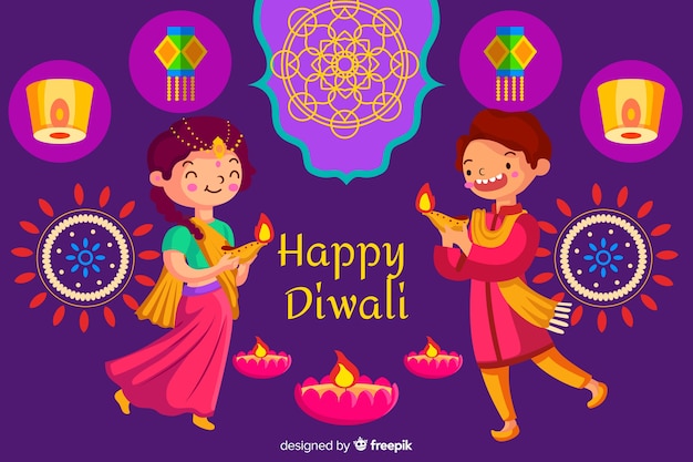 Diwali concept with flat design background