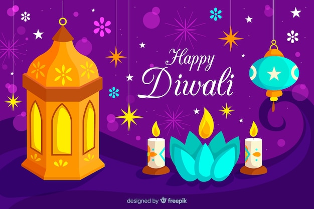 Concetto di diwali con sfondo design piatto