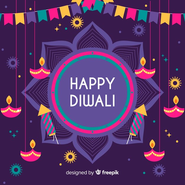 Diwali concept with flat design background