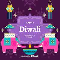 Free vector diwali concept with flat design background