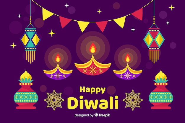 Free vector diwali concept with flat design background