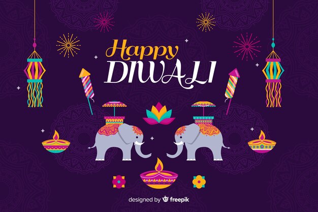 Diwali concept with flat design background