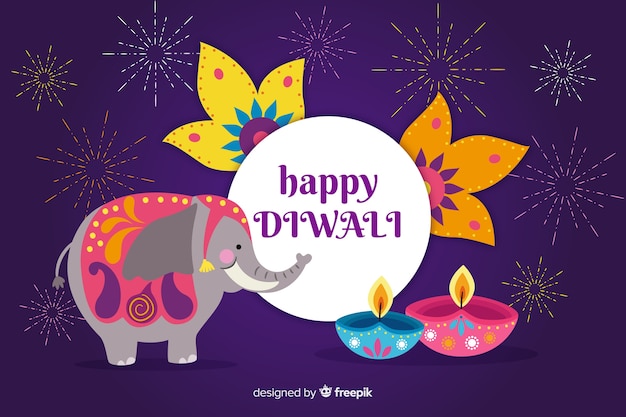 Free vector diwali concept with flat design background