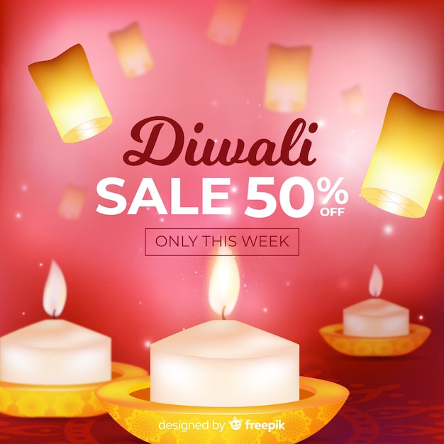 Diwali concept with realistic background