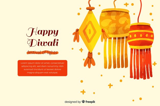 Diwali concept with watercolor background