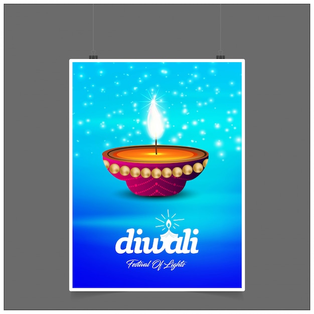 Diwali design blue background and typography vector
