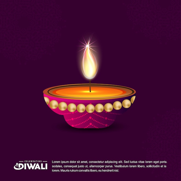 Diwali design sfondo scuro e tipografia vettoriale