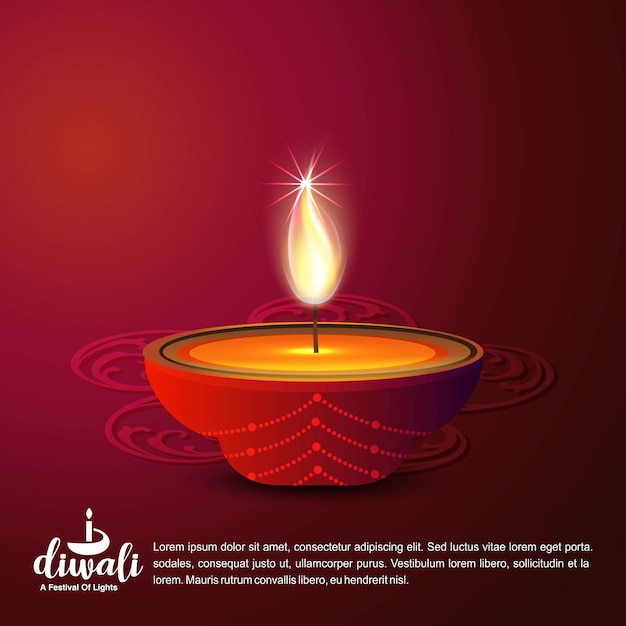 Free vector diwali design dark background and typography vector