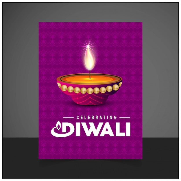 Diwali design purple background and typography vector