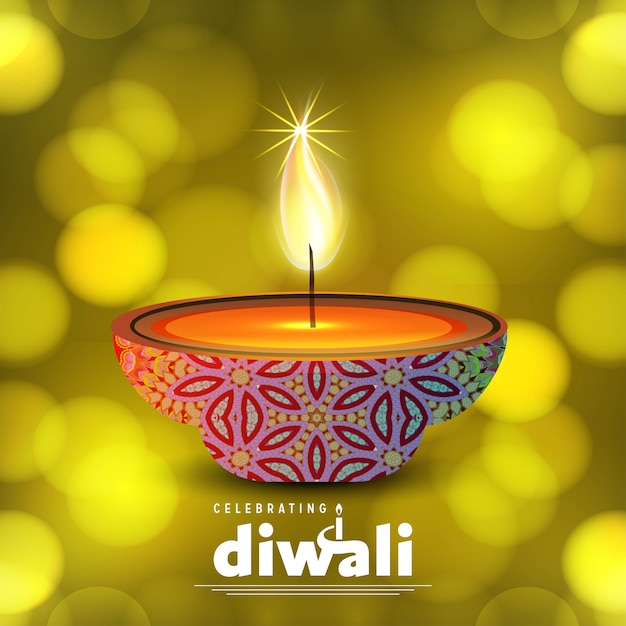 Free vector diwali design with green background and typography vector