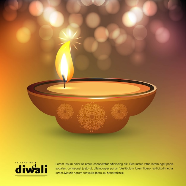 Diwali design with green background and typography vector
