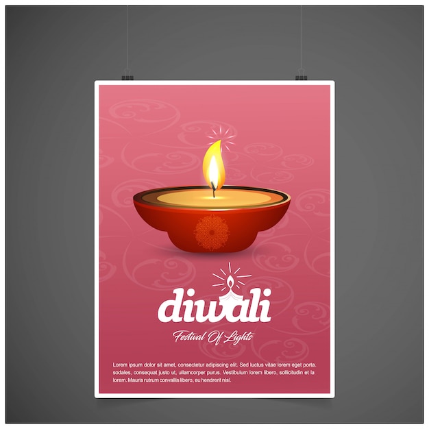 Дизайн diwali со световым фоном и вектором типографии
